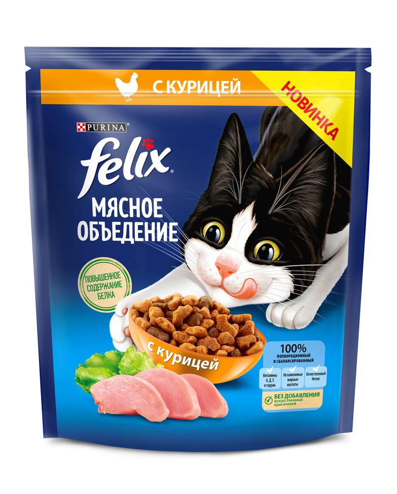 Сухой корм для кошек Felix Мясное объедение с курицей 600 г
