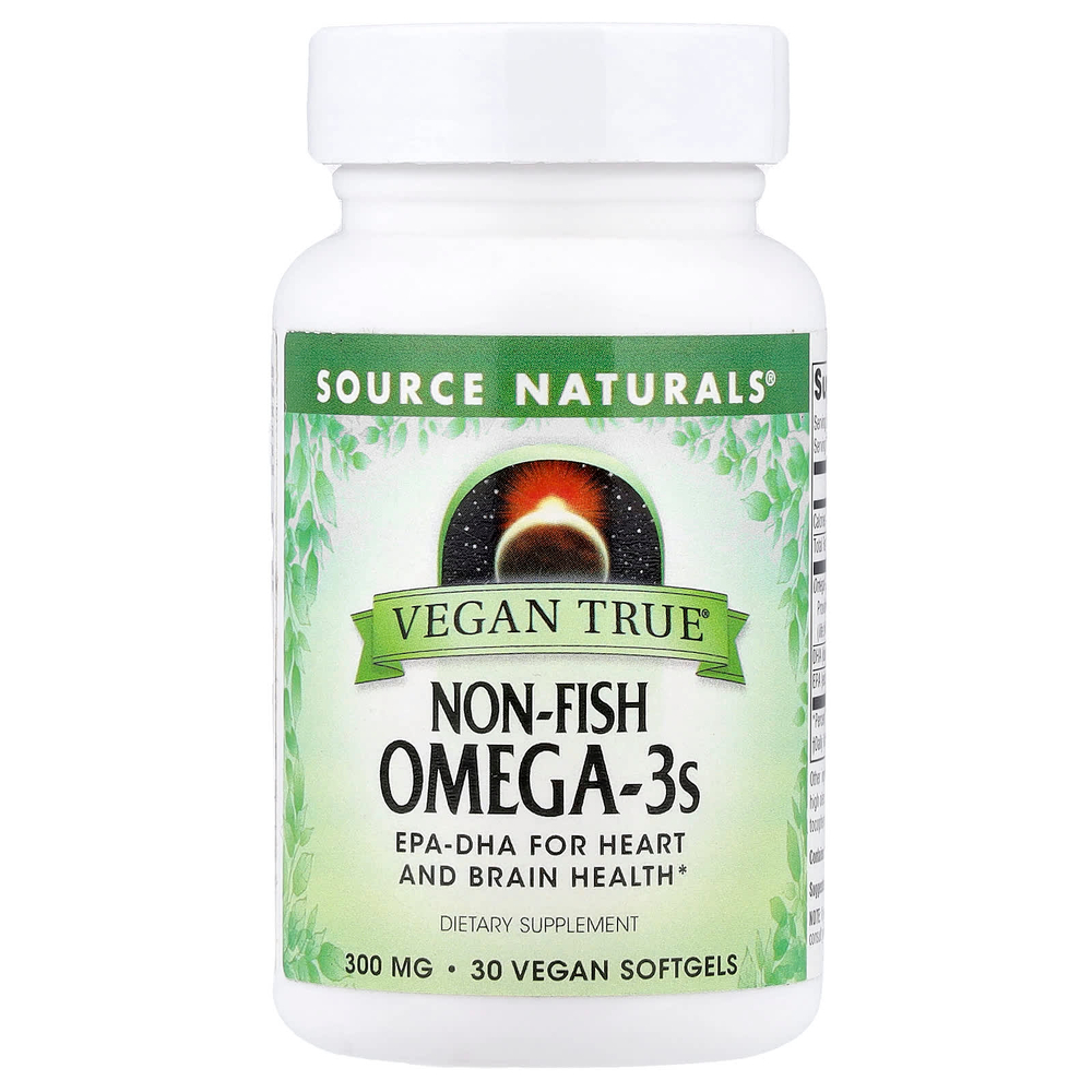 Source Naturals, Vegan True®, омега-3 не из рыбы, 300 мг, 30 веганских капсул