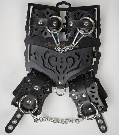 Черный ажурный кожаный набор фиксаций (Цвет: черный)