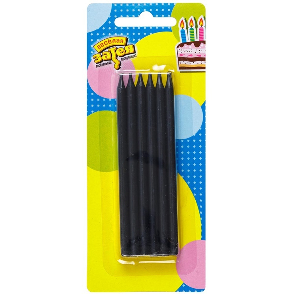 Свеча д/торта Черные 10 см.12 шт.