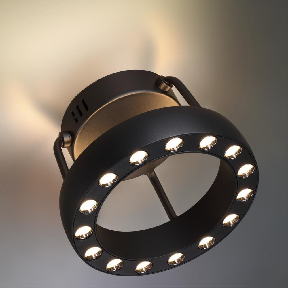 359398 OVER NT24 278 черный Светильник накладной светодиодный IP20 LED 12W вниз/5W вверх 220V 1360Лм 3000K TURN