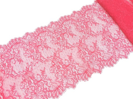 Кружево шантильи, с ресничками, 23см, ягодное, купон, SK-3314