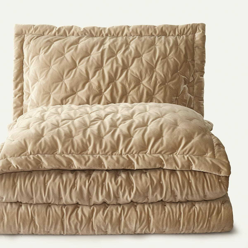 Покрывало 180х240 и декоративная наволочка Arya home Ansel бежевый