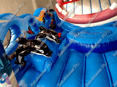 Коммерческий надувной батут "Акула-робот"