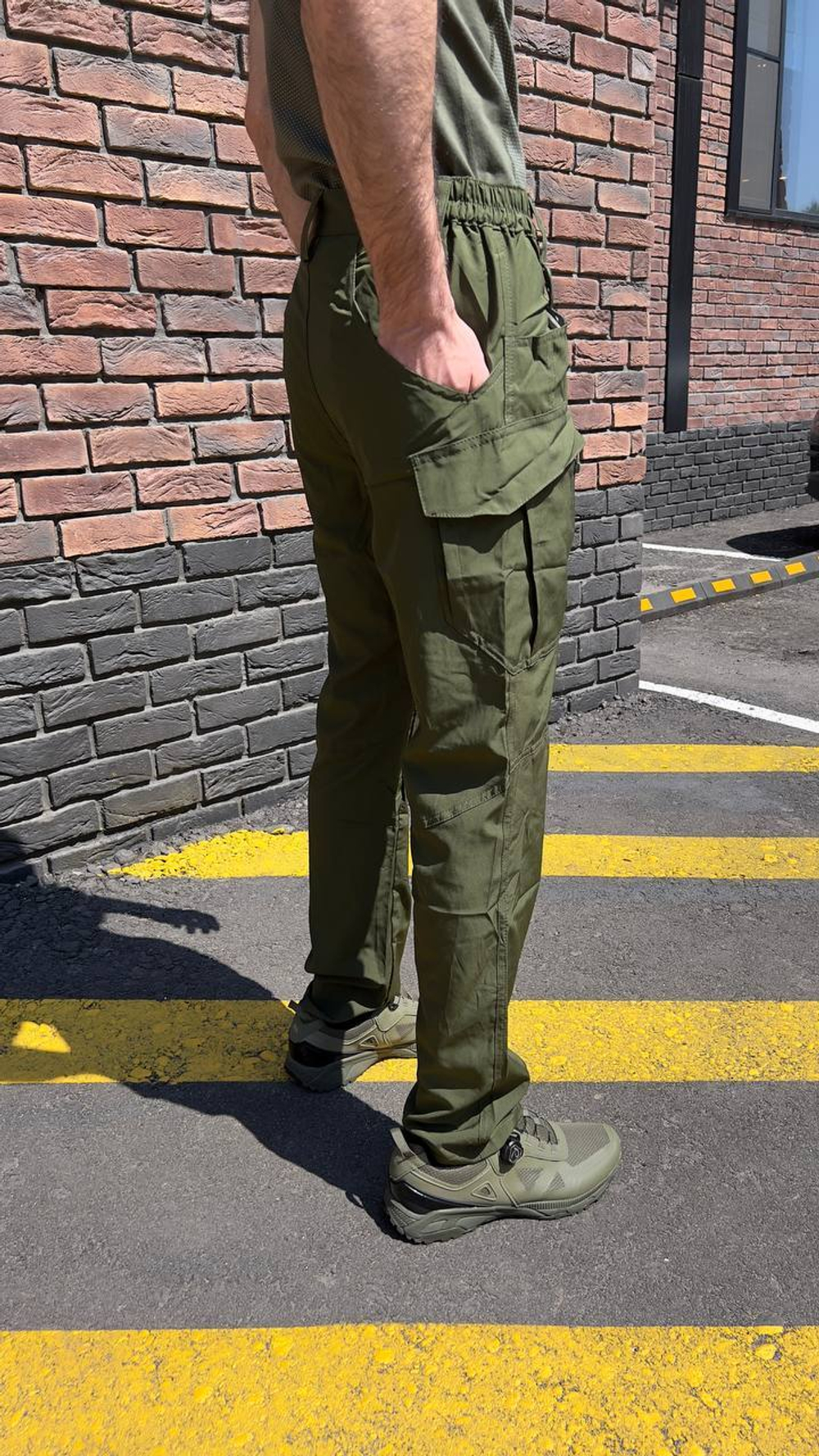 Брюки олива эластан