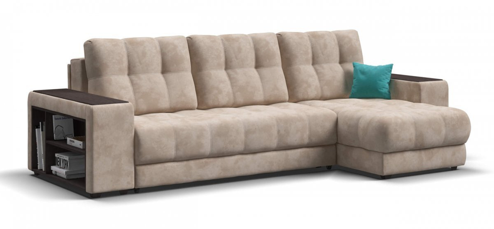 Угловой диван Босс ХЛ Велюр Алькантара пепел