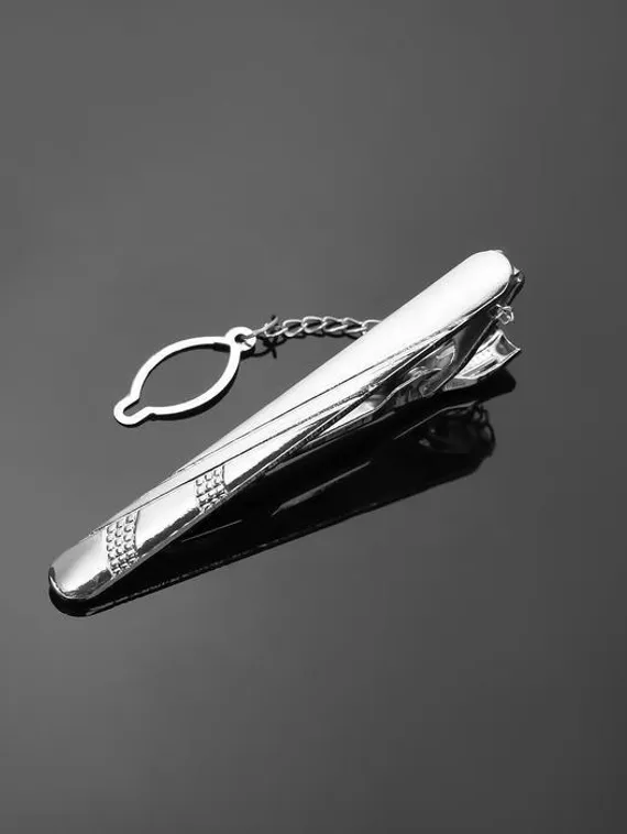 Зажим для галстука стальной "Классический" поперечная линия, цвет серебро