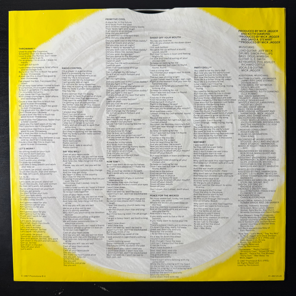 Mick Jagger - Primitive Cool (Голландия 1987г.)