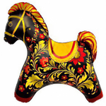 Шар Фольгированный Лошадка Золотая роспись (Черный)