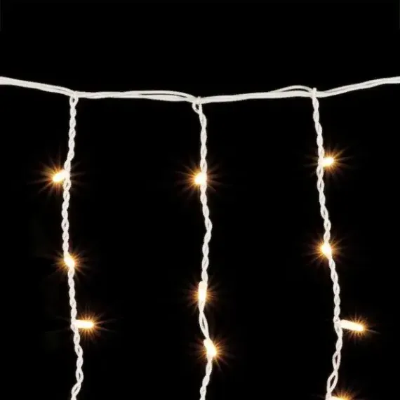 Светодиодная бахрома с колпачком 3,2*0,9 м., 168 теплых белых LED ламп, мерцание, каучуковый белый провод, LTC (LL168BLW-8-2WW)