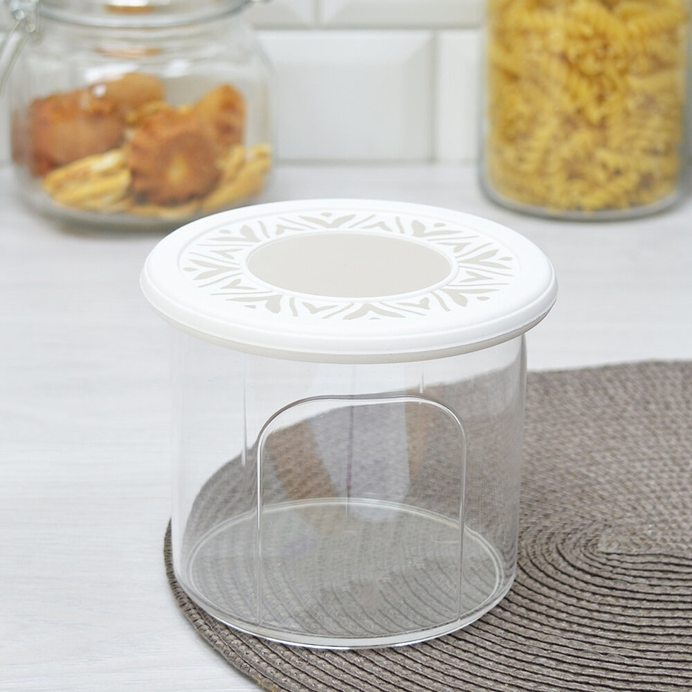 Банка для сыпучих продуктов 0,8л круглая "Эстетика" (бело-бежевый)