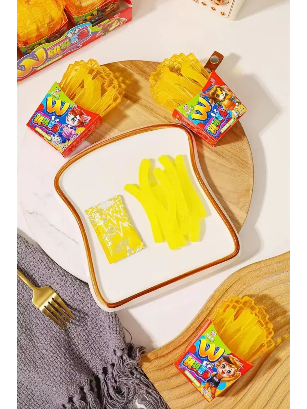 Жевательный мармелад Картофель Фри с шипучкой 65 г * 3 шт