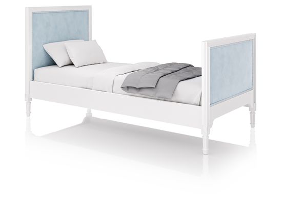 Кровать подростковая Elit (белый, голубая ткань)