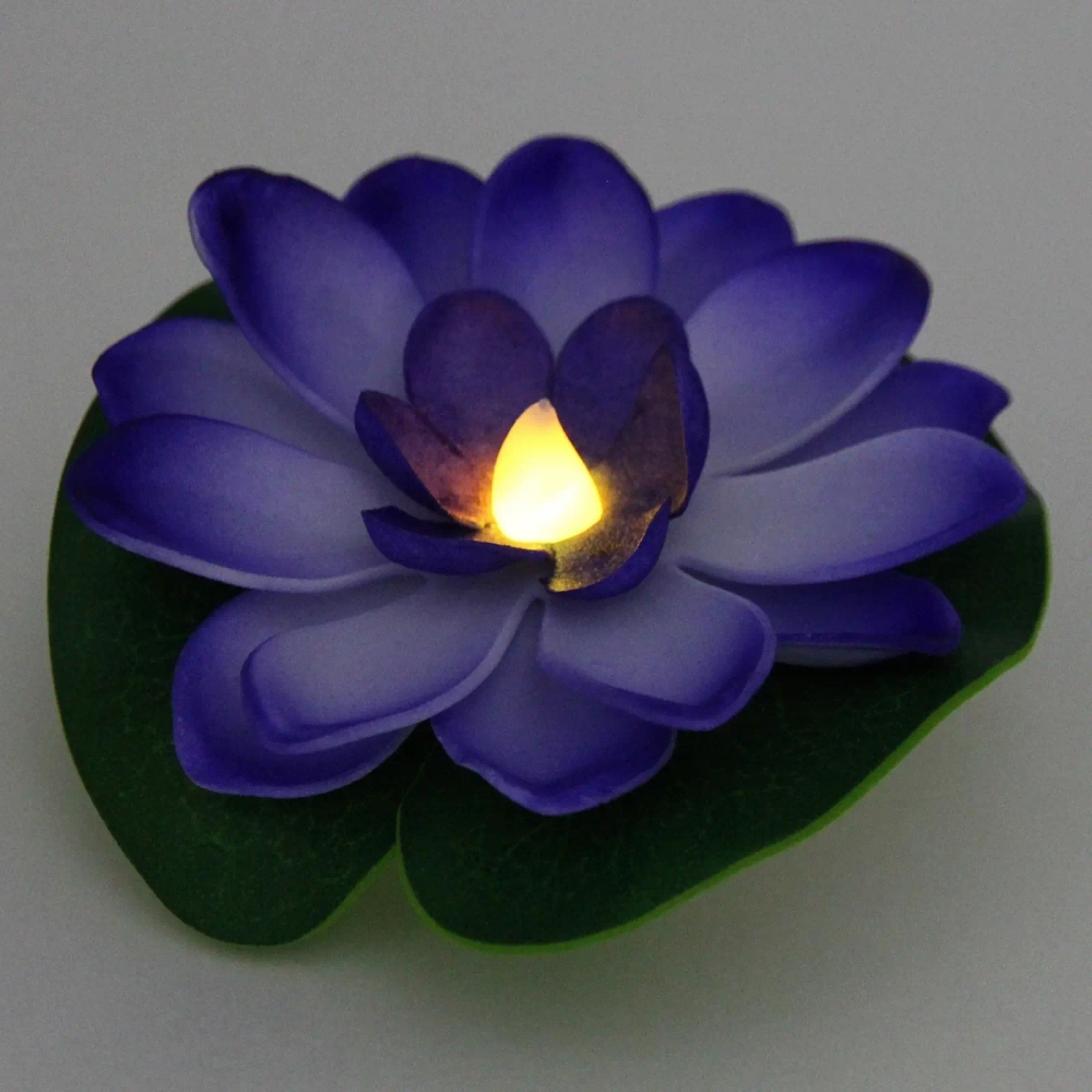 Растение водоплавающее «Кувшинка» d-10 см от контакта с водой, фиолетовый с подсветкой (RGB)