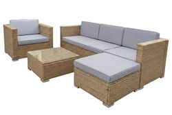 "Даллас" лаунж-зона из искусственного ротанга на 5 персон, цвет соломенный