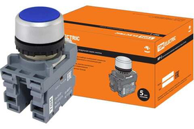 Кнопка с фиксацией MP2-20L в сборе d22мм 1з+1р синяя TDM SQ0747-0010