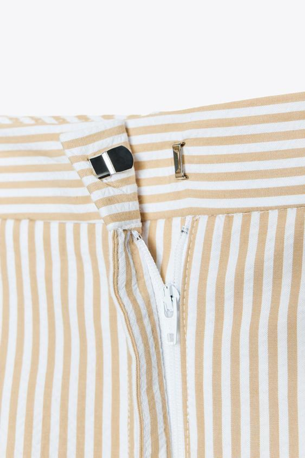 ZARA ЮБКА-ШОРТЫ В ПОЛОСКУ С РЕМНЕМ, КОРИЧНЕВЫЙ/БЕЛЫЙ