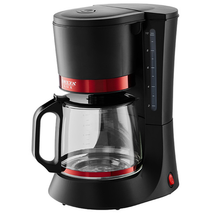 Кофеварка DELTA LUX DL-8152 черно-красн./10 чашек/700 Вт/антипролив/1200мл