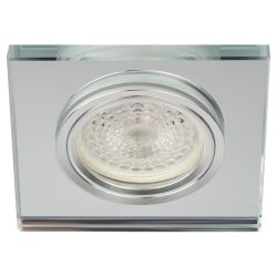 DK8 CH/WH Светильник ЭРА декор стекло квадрат MR16,12V/220V, 50W, хром/зеркальный