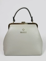 Женская кросс-боди сумка с фермуаром натуральная кожа светло-серая