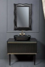 Тумба с раковиной Armadi Art Vallessi Avantgarde Canale 80 со столешницей черный с золотом