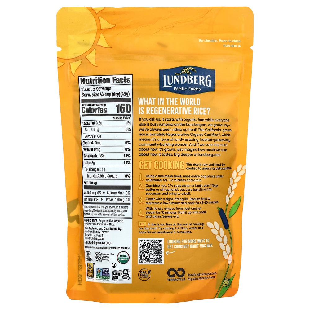 Lundberg, Органический дикий рис, 8 унций (227 г)