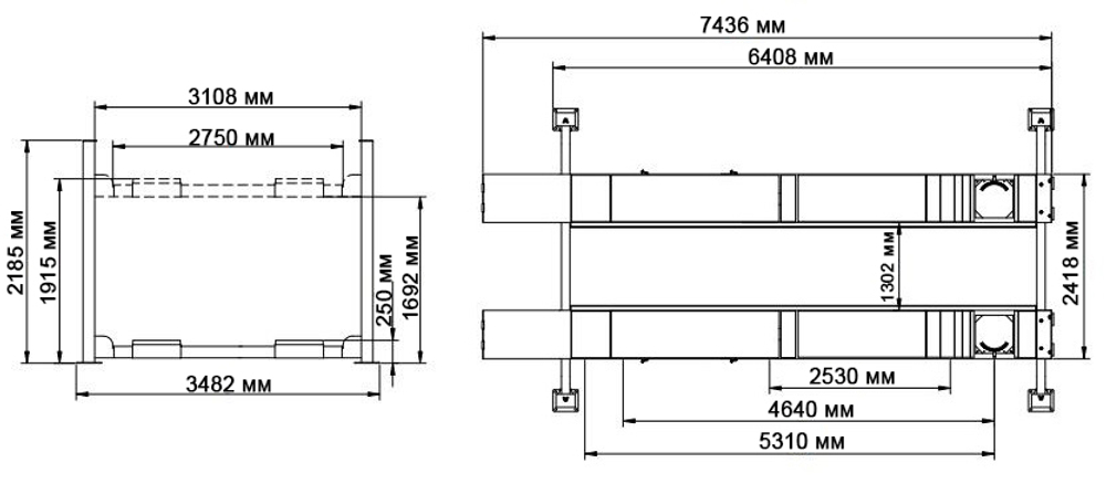 PEAK 418A Подъемник четырехстоечный, 8 т., под 3D сход-развал для грузовых авто
