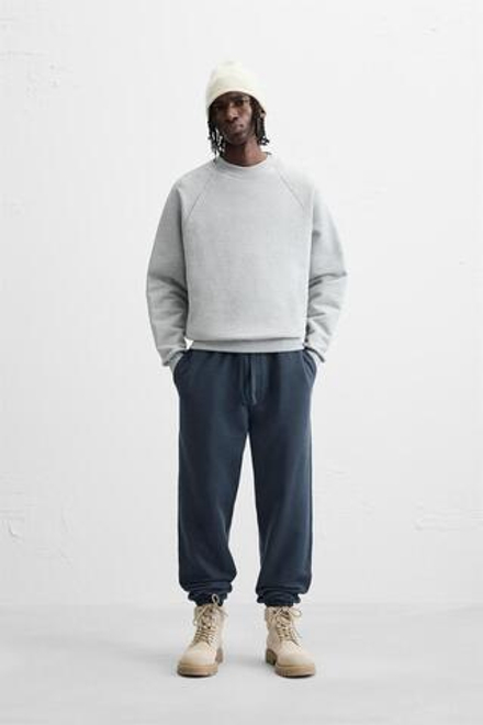 ZARA БАЗОВЫЕ БРЮКИ-ДЖОГГЕРЫ, СИНИЙ