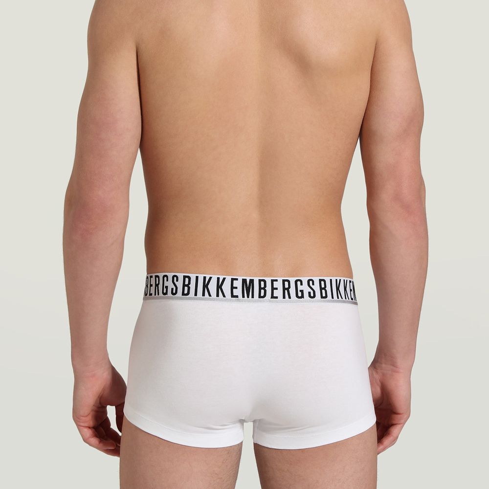 Мужские трусы хипсы набор 3 в 1 белые с белой резинкой Bikkembergs BKK1UTR01TR0000