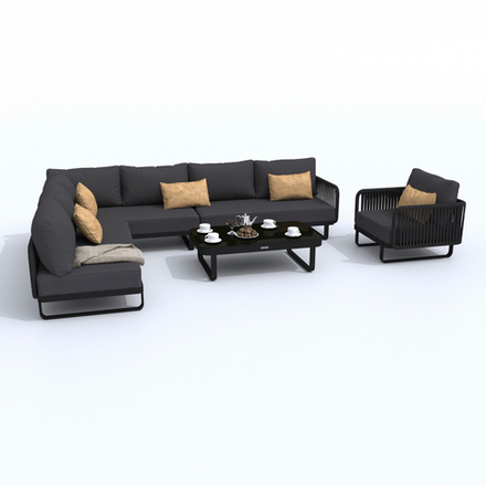 Лаунж зона угловая Ideal Patio БЕЛЛИСА модульная антрацит - каркас карбон