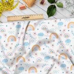 Ткань сатин детская радуга