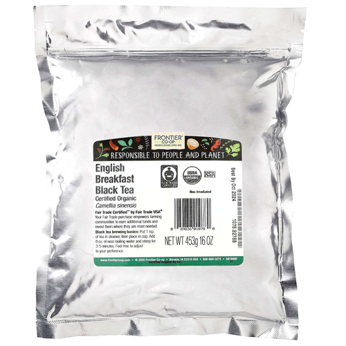 Frontier Co-op, органический черный чай «Английский завтрак», 453 г (16 унций)