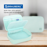 Пенал-косметичка BRAUBERG большой 1 отделение 1 откидная планка ткань 21x15x6 см "Mint"