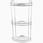 Полка для ванной угловая 3-х ярусная радиальная мелкая (хром)