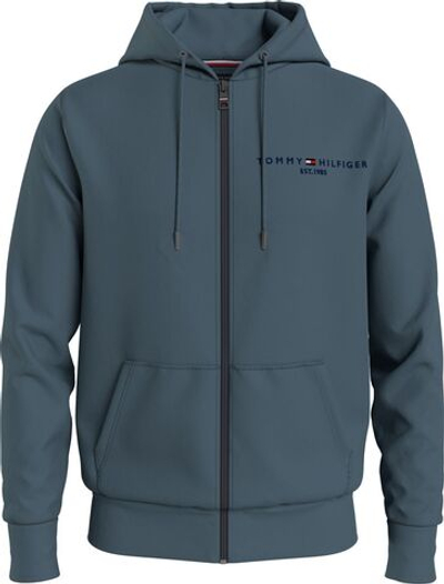 Мужская кофта теннисная Tommy Hilfiger Tommy Logo Zip Through - charcoal blue