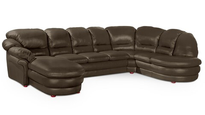 Угловой диван Нодус с оттоманкой и дополнительной секцией Madras Браун 367*250*98 см, Коричневый Натуральная кожа Нераскладной Фиеста