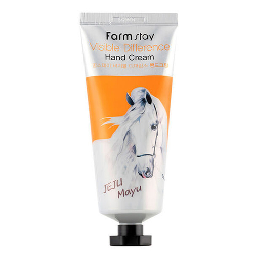 Крем для рук с лошадиным жиром FarmStay Visible Difference Hand Cream Jeju Mayu, 100г