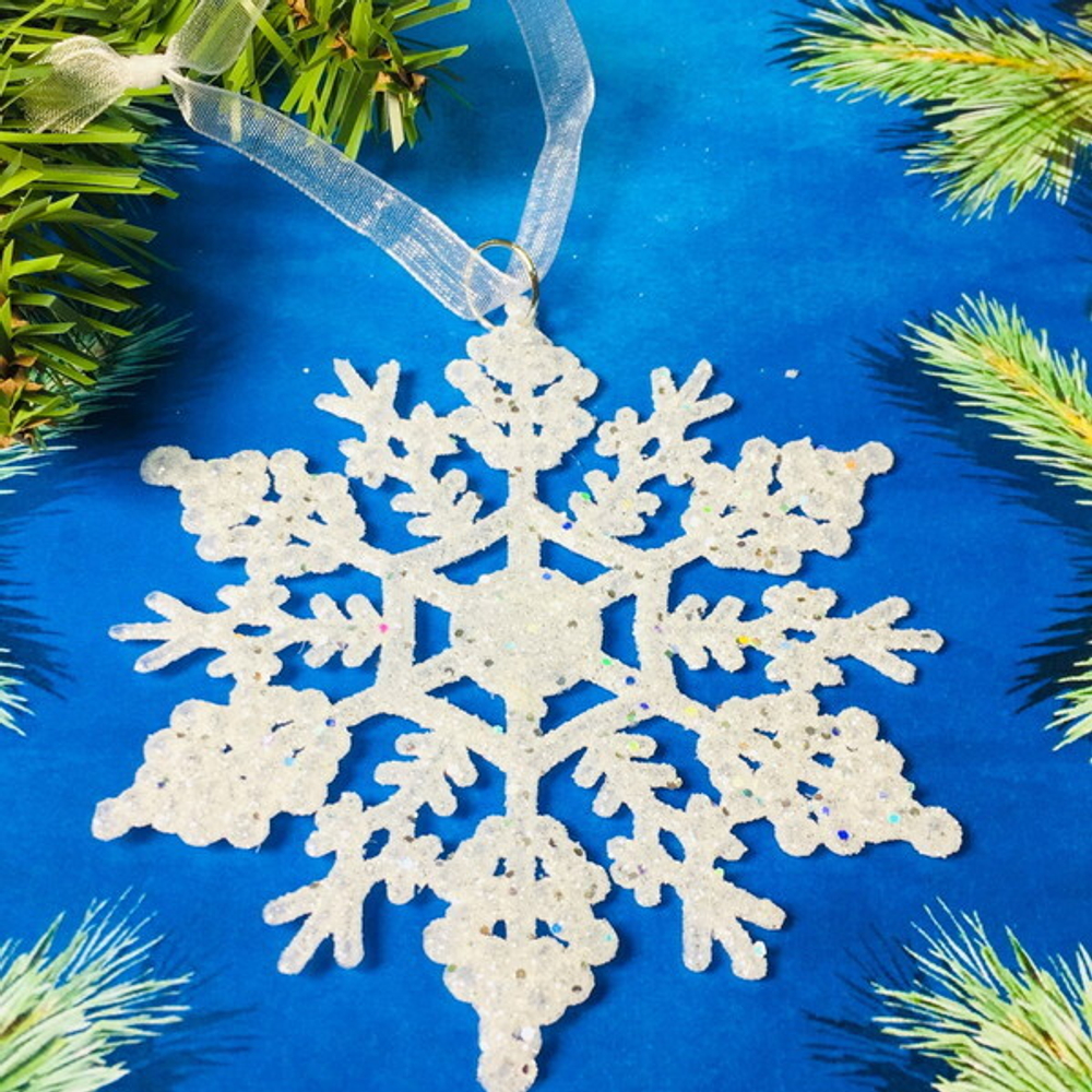 Подвеска «Снежинка» 9 см, белый блеск