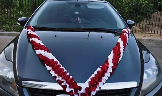 Лента на капот галочка атлас цвет: персик (ширина 19см) №548.224