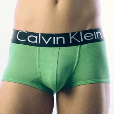 Мужские трусы боксеры зеленые с черной резинкой Calvin Klein Steel Green Black Waistband Boxer CK02111