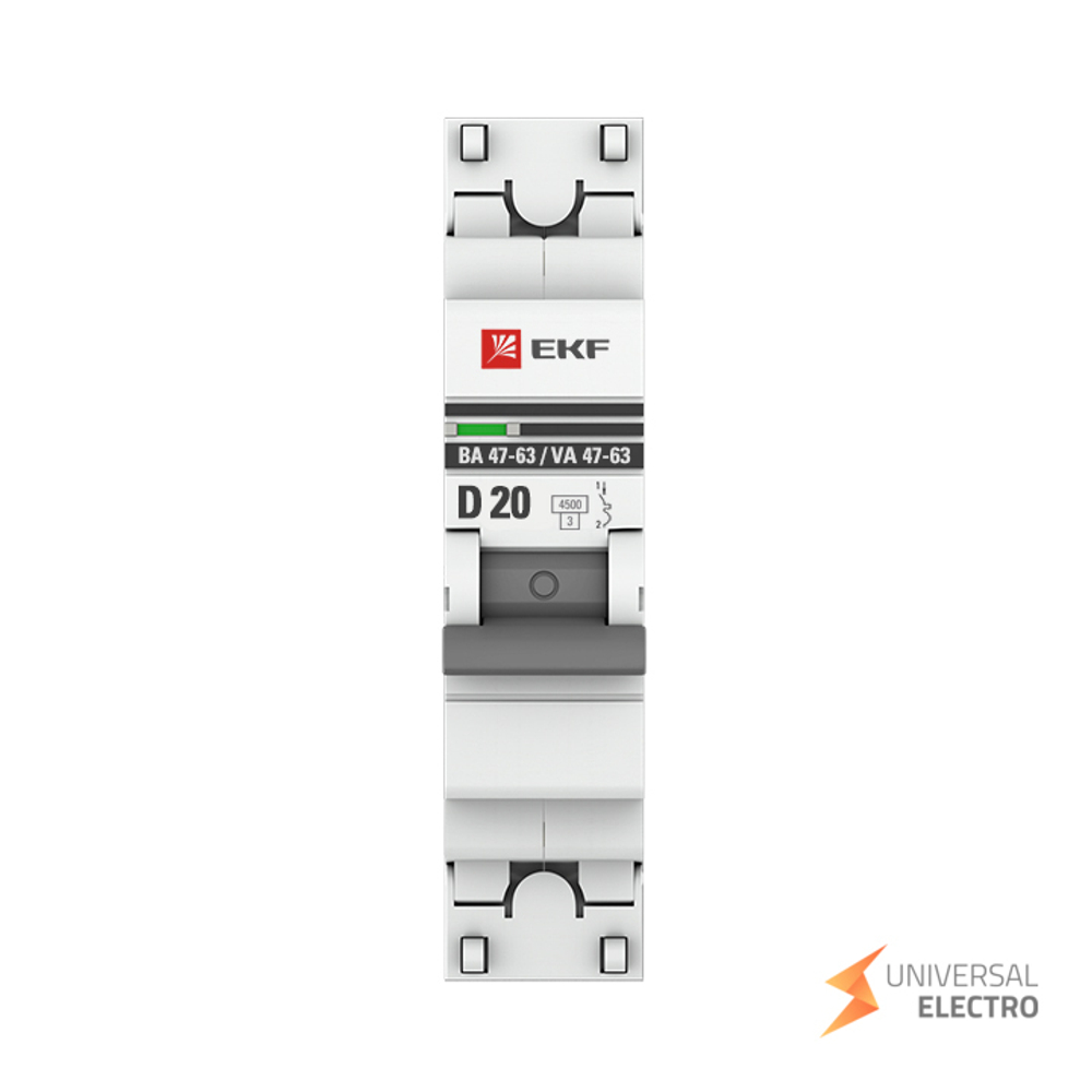 Автоматический выключатель 1P 20А (D) 4,5kA ВА 47-63 EKF PROxima