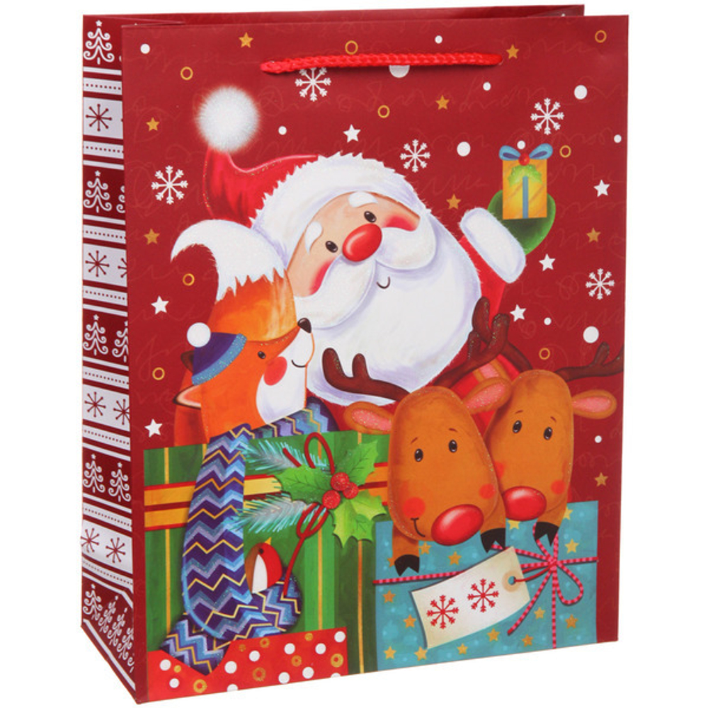 Пакет подарочный «Веселый Дедушка Мороз» 26*32*10 см, микс