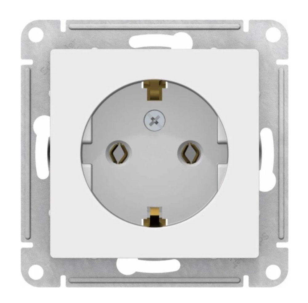 Розетка с/у Atlasdesign ATN000143, 1 гнездо, с/з, белая