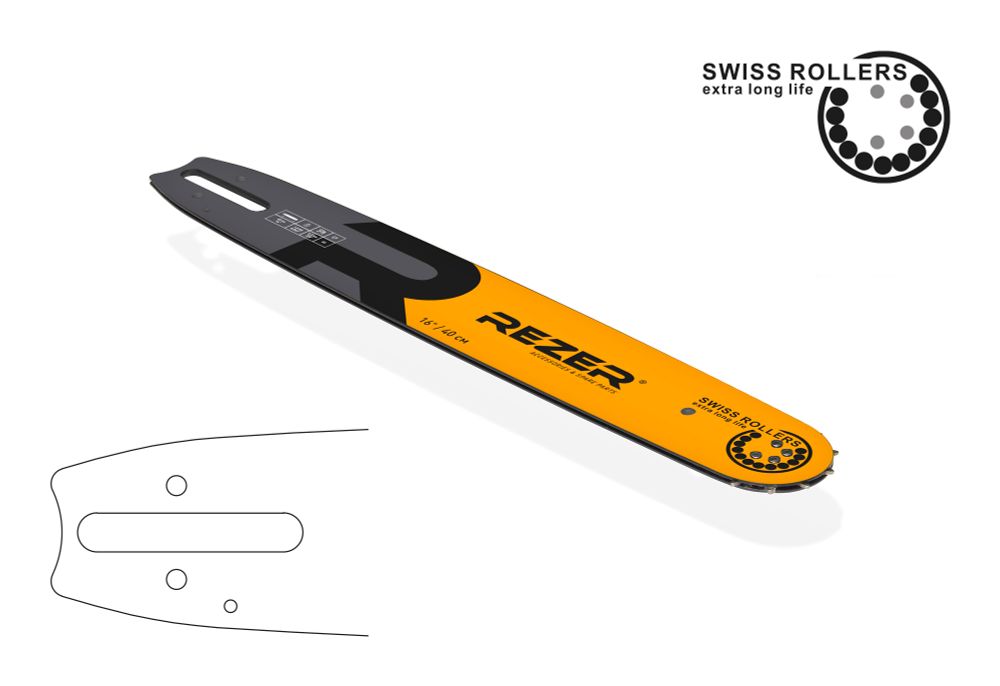 Длина шины, см: 40 (16”) Ширина паза, мм: 1,6 (0,063”) Шаг цепи, мм: 9,3 (3/8”)