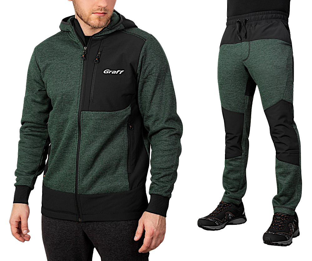 Брюки флисовый Graff 233-P-SP с вставками Олива -