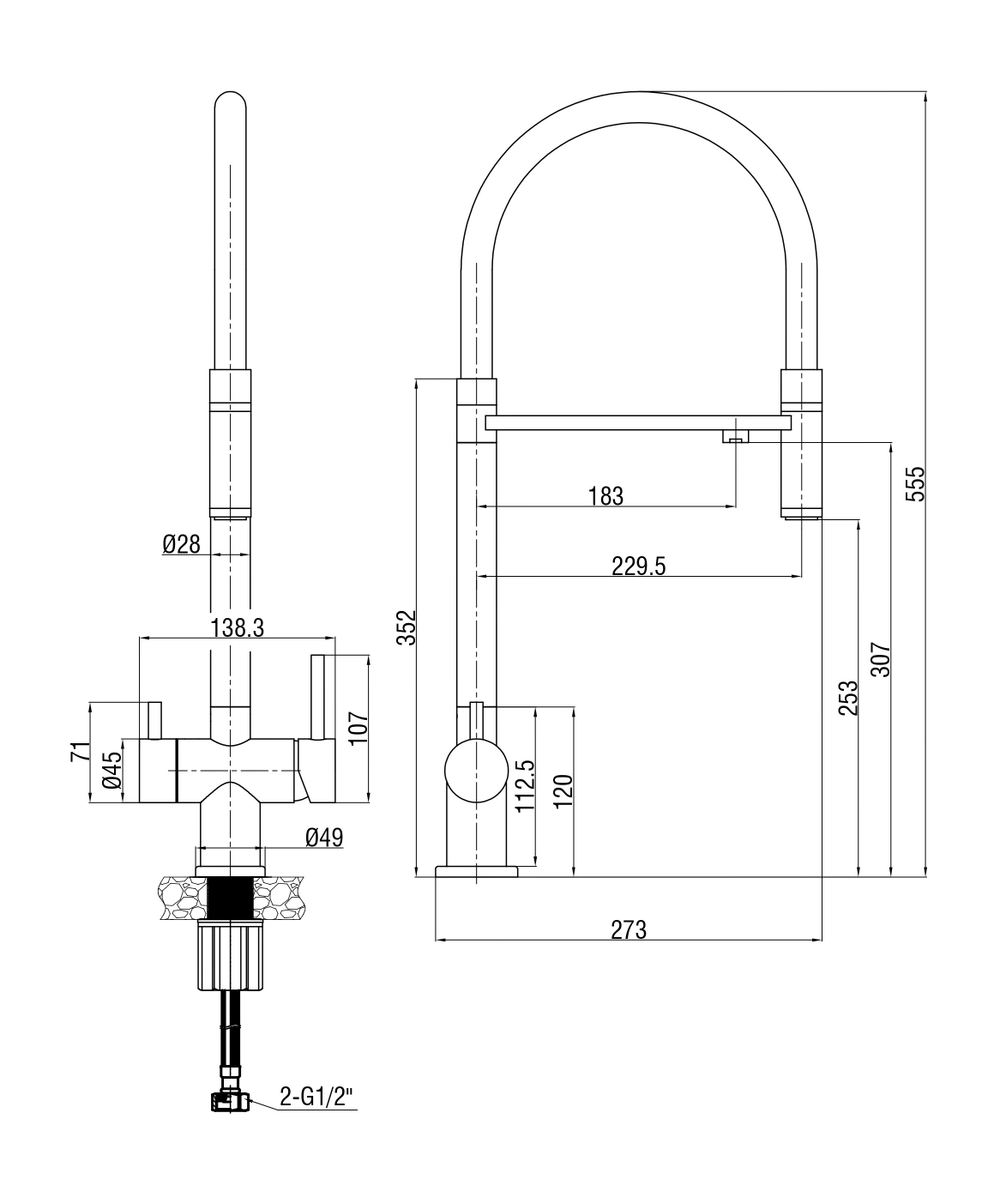 Смеситель для кухни Domaci Ливорно D8644BR брашированный
