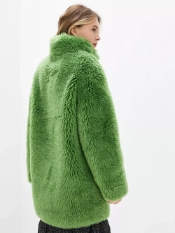 Шуба из шерсти чебурашка тедди экошуба, зеленая, SilverFox
