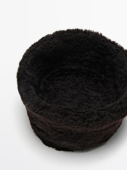 Massimo Dutti Шапка из дубленой кожи, коричневый