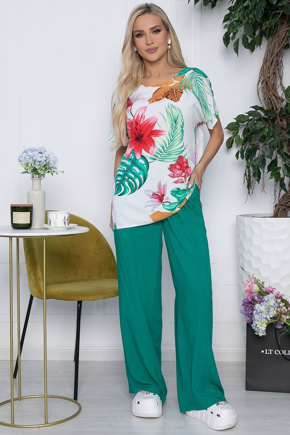 Костюм Шейла (зеленый/цветы) К10513 LT Collection