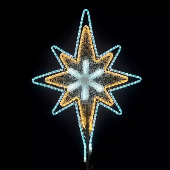 Светодиодная макушка Феерия 100 см., микс Белого и Тепло-Белого со снежинкой, 220В, LTC (LC-13200)